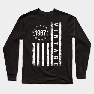 57 Years Old Gifts Vintage 1967 American Flag 57th Birthday Long Sleeve T-Shirt